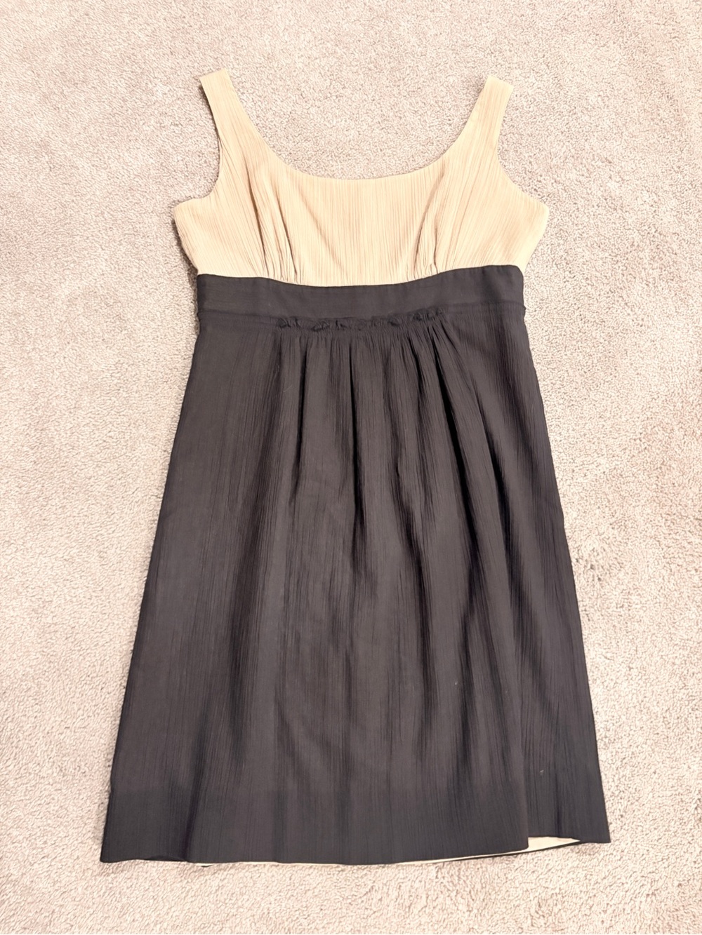 Tahari Black Skirt with Cream Bodice Pleated Midi Dress